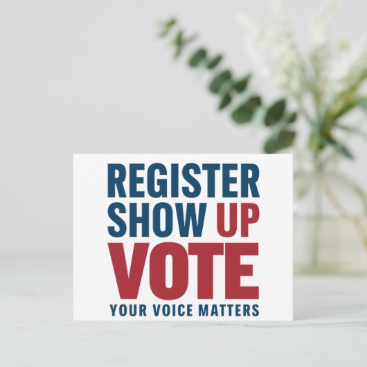 Registreren Show omhoog Stemmen Uw stem is belangr Briefkaart (Staand voorkant)