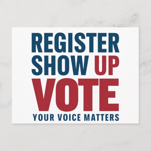 Registreren Show omhoog Stemmen Uw stem is belangr Briefkaart (Voorkant)