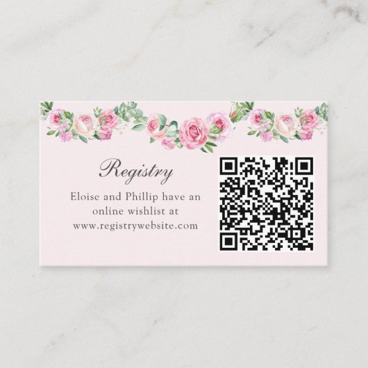 Registry en QR Code  Floral Tea Cup Informatiekaartje (Voorkant)