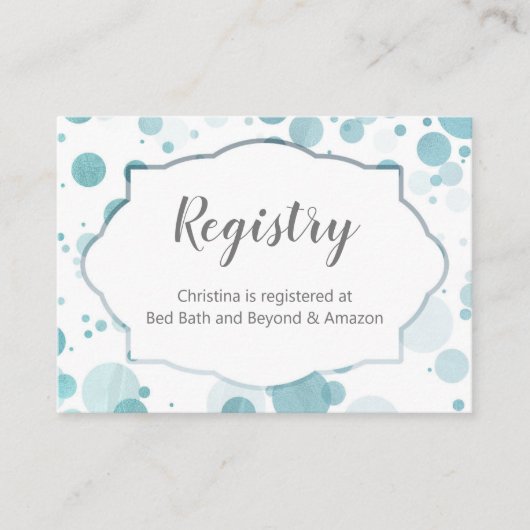 Registry Insert Kaart, Blue Stippen Boy Baby showe Informatiekaartje (Voorkant)