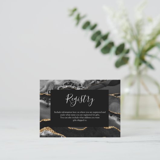Registry Kaart Formal Classic Zwart Agaat Goud (Staand voorkant)
