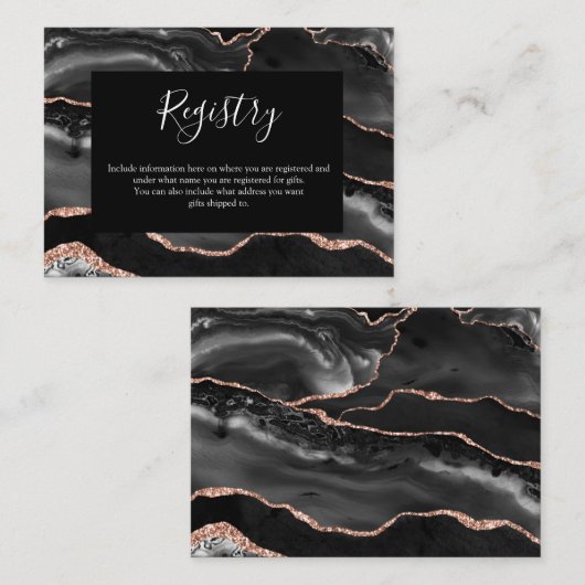 Registry Kaart Formal Classic Zwart Agaat Roos Gou (Voorkant / Achterkant)