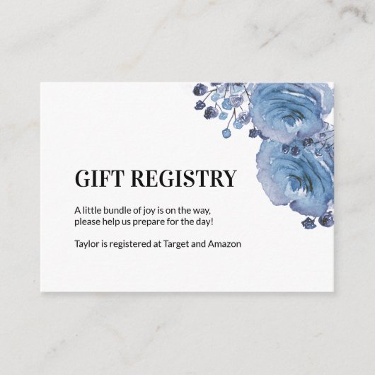 Registry Kaart voor Baby shower Gift Registry (Voorkant)
