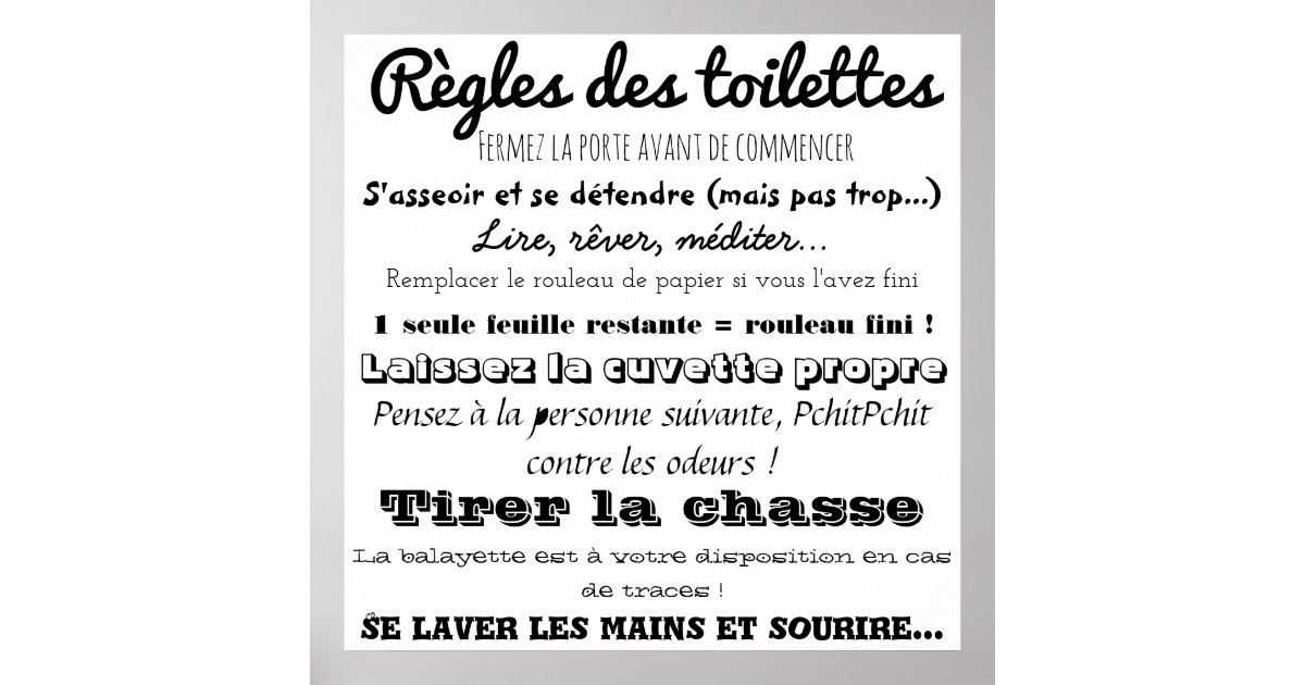 Affiche Toilettes Propres à Imprimer Gratuite www.zazzle.nl