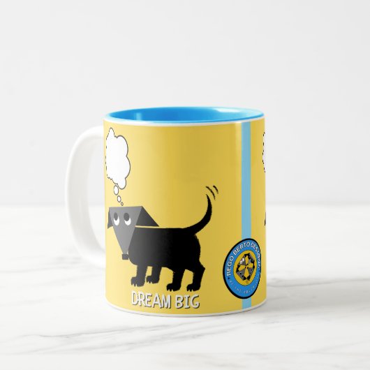 Rego Berto's "Dream Big" tweekleurige mok (Voorkant links)