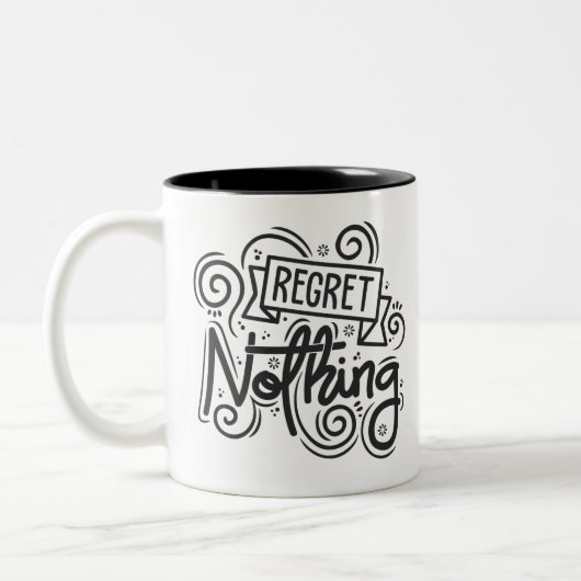Regret Niets Citaat Tweekleurige Koffiemok (Links)