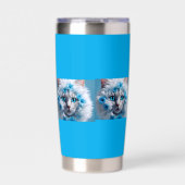 Regular blue mug with beautiful white cat  geïsoleerde drinkbeker (Voorkant)
