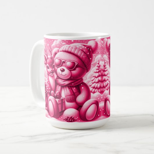 Reh und Bärchen Weihnachten Christmas Magenta Koffiemok (Voorkant links)