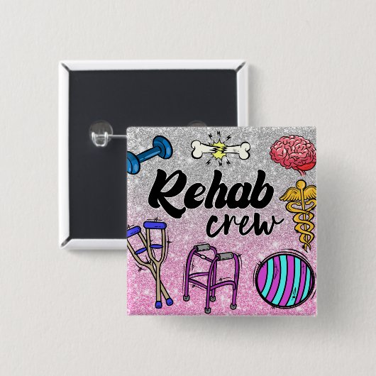 Rehab Crew-knop Vierkante Button 5,1 Cm (Voorkant /achterkant)