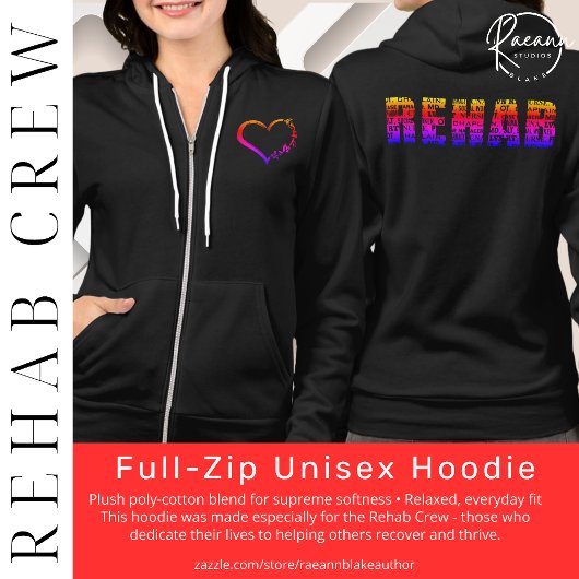 Rehab Crew Unisex Hoodie met volledige rits