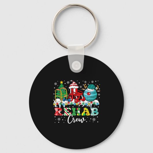 Rehab Crew Wheelchair Santa Reindeer Rehab Nurse C Sleutelhanger (Voorkant)