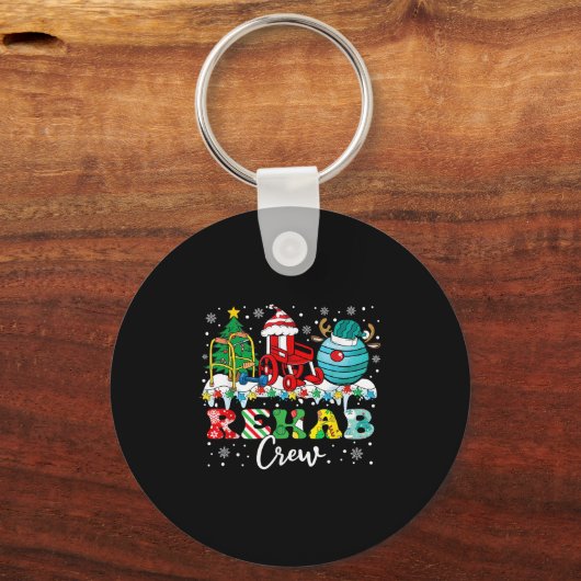 Rehab Crew Wheelchair Santa Reindeer Rehab Nurse C Sleutelhanger (Voorkant)
