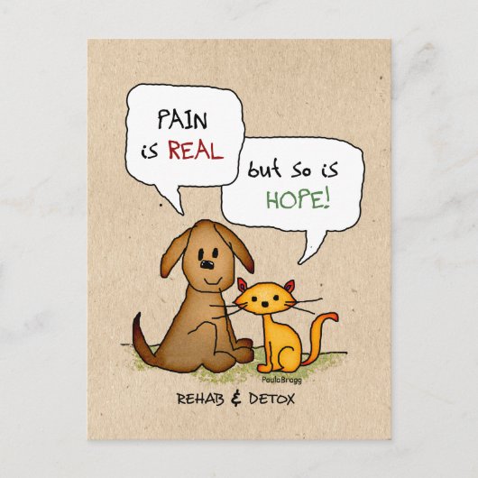 Rehab & Detox Cartoon: Herstel veilige geneesmidde Briefkaart (Voorkant)