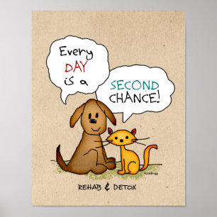 Rehab & Detox Cartoon: Herstel veilige geneesmidde Poster