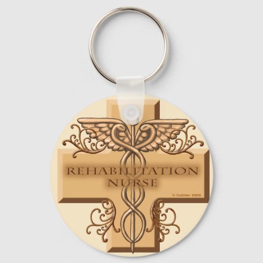 Rehab Nurse Caduceus Sleutelhanger (Voorkant)