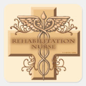 Rehab Nurse Caduceus Vierkante Sticker (Voorkant)