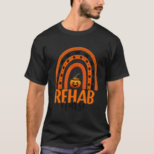 Rehab Nurse Rehabilitation Rainbow Halloween Pumpk T-shirt