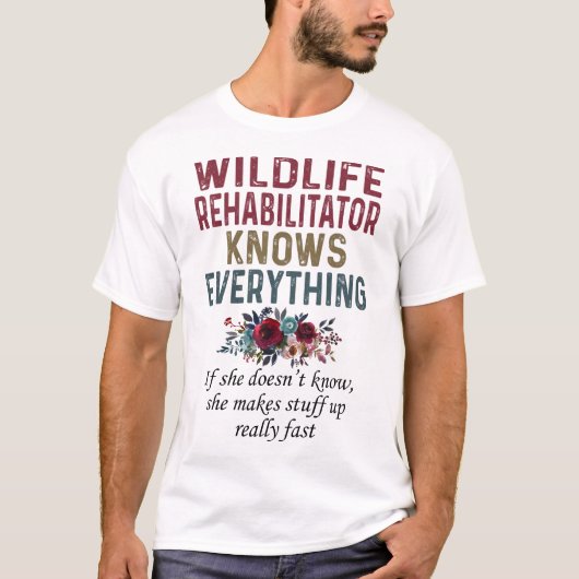 Rehabilitator in het wild weet alles t-shirt (Voorkant)