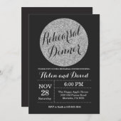Rehearal Dinner Black en Silver Glitter Kaart (Voorkant / Achterkant)