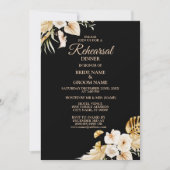 Rehearal Dinner Blush Pink Floral Golden Black Kaart (Voorkant)