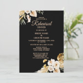 Rehearal Dinner Blush Pink Floral Golden Black Kaart (Staand voorkant)
