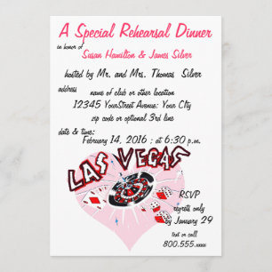 Rehearal Dinner Casino Thema Roze Heart Kaart