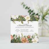 Rehearal Dinner Emerald Forest Ivory Roos Floral Kaart (Staand voorkant)