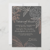 Rehearal Dinner Line Art Charcoal Floral Peony Kaart (Voorkant)