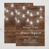 Rehearal Dinner Mason Jar String Light Kaart (Voorkant / Achterkant)