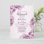 Rehearal Dinner Party Pink Flowers Lijst Elegant Kaart (Staand voorkant)