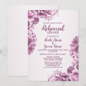 Rehearal Dinner Party Pink Flowers Lijst Elegant Kaart (Voorkant / Achterkant)