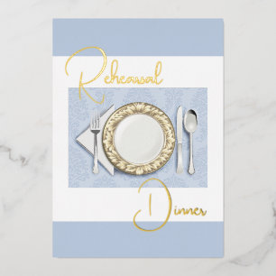 Rehearal Dinner Place Setting Folie Dusty Blue Folie Uitnodiging
