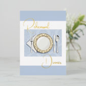 Rehearal Dinner Place Setting Folie Dusty Blue Folie Uitnodiging (Staand Voorkant)