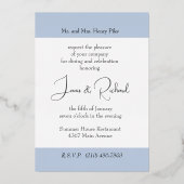 Rehearal Dinner Place Setting Folie Dusty Blue Folie Uitnodiging (Achterkant)