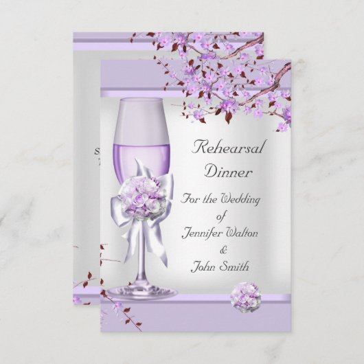 Rehearal Dinner Wedding Lavender Paars Lila 4 Kaart (Voorkant / Achterkant)