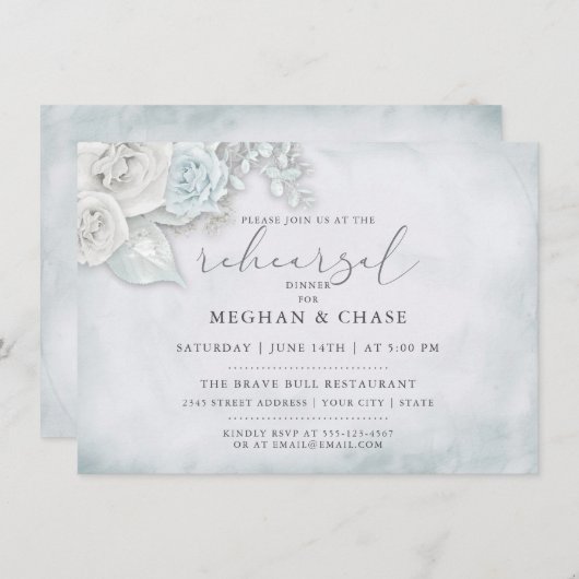 Rehearal Ice Blue Roses Kaart (Voorkant / Achterkant)