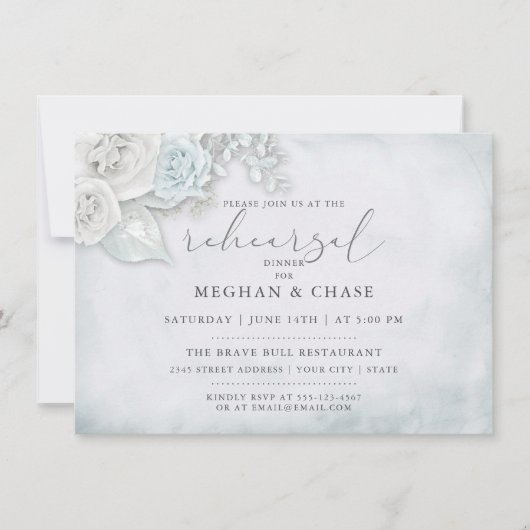 Rehearal  Ice Blue Roses Kaart (Voorkant)