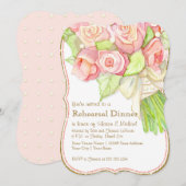 Rehearal Waterverf Rose Bouquet Pearls Kaart (Voorkant / Achterkant)