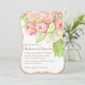 Rehearal Waterverf Rose Bouquet Pearls Kaart (Staand voorkant)