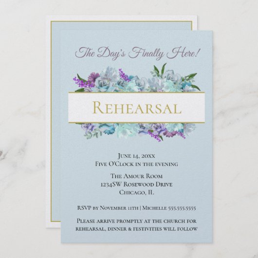 Rehearings blauwgroen Bouquet Rustic Wedding Suite Kaart (Voorkant / Achterkant)