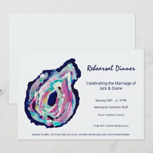 Rehearings Diiner/Oyster Roast Party Uitnodiging (Voorkant / Achterkant)