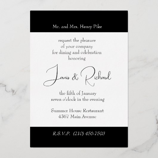 Rehearings Folie voor instelling binnenste pleiste Folie Uitnodiging (Achterkant)