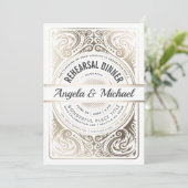 Rehearings Invitaties White en Gold Foil Kaart (Staand voorkant)