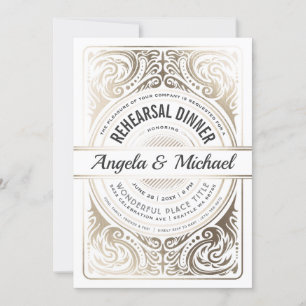 Rehearings Invitaties White en Gold Foil Kaart