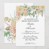 Rehearings Waterverf Coral n Gold Floral Kaart (Voorkant / Achterkant)