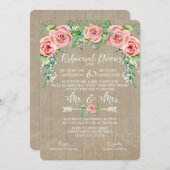 Rehearsal Dinn BOHO Flower Crown Babys Breath Barn Kaart (Voorkant / Achterkant)