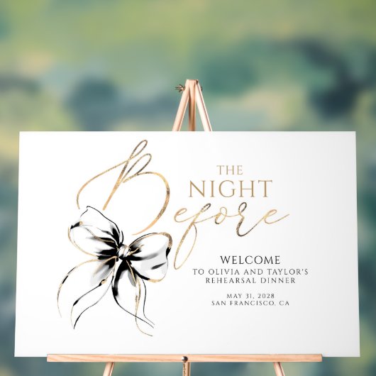 Rehearsal Dinner Black Bow Welcome Acryl Bord (Neutraal)