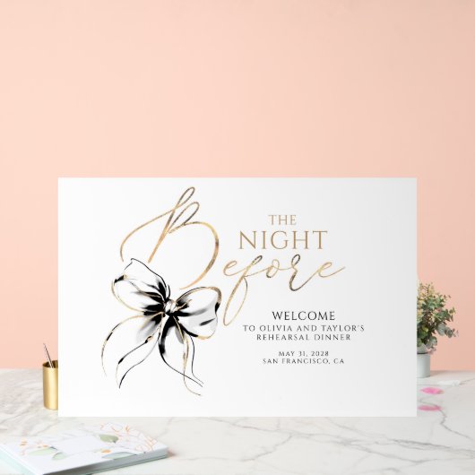 Rehearsal Dinner Black Bow Welcome Acryl Bord (Huwelijk)