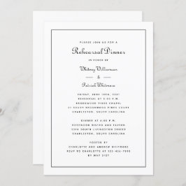 Rehearsal Dinner Black & White Wedding Elegant Kaart
