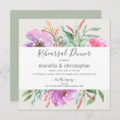 Rehearsal Dinner Blooming Garden Waterverf Kaart (Voorkant / Achterkant)